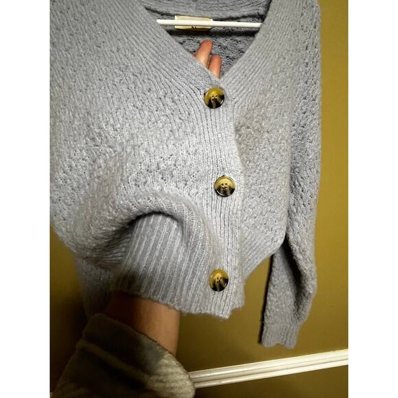 Women's Light Blue Cardigan Sweater - Picture 10 of 11